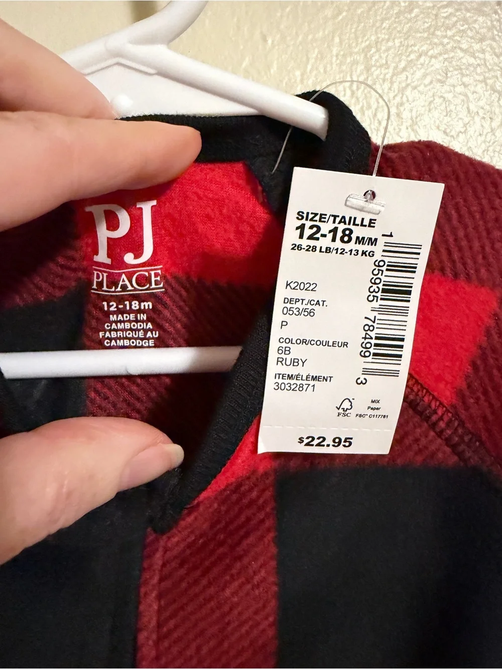 Toddler Red & Black Buffalo Plaid Footed One-Piece Pajamas